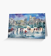 Ice Skating At Windsor Castle London Greeting Card
