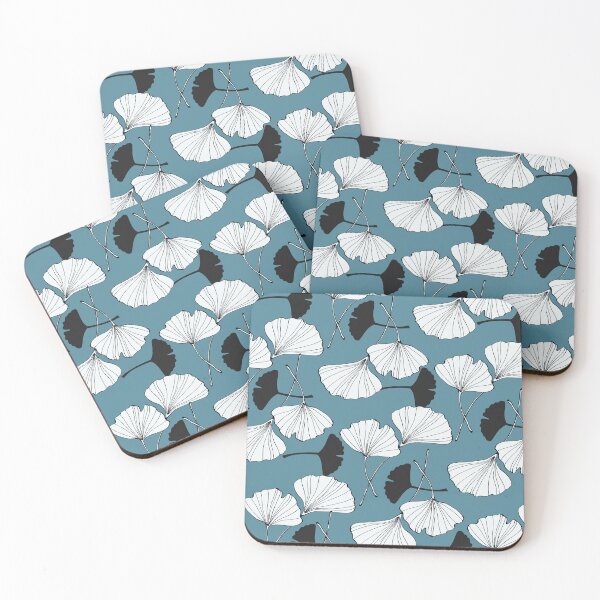 Item preview, Double Ginkgo Leaves Pattern Black, White and Blue designed and sold by bloodberi.