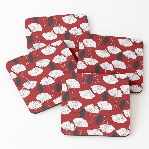 Item preview, Double Ginkgo Leaves Pattern Black, White and Red designed and sold by bloodberi.