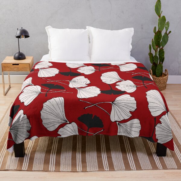 Item preview, Double Ginkgo Leaves Pattern Black, White and Red designed and sold by bloodberi.