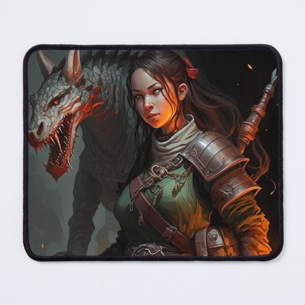 Item preview, DND Adventurer with her Dragon Friend designed and sold by AICreateWorlds.