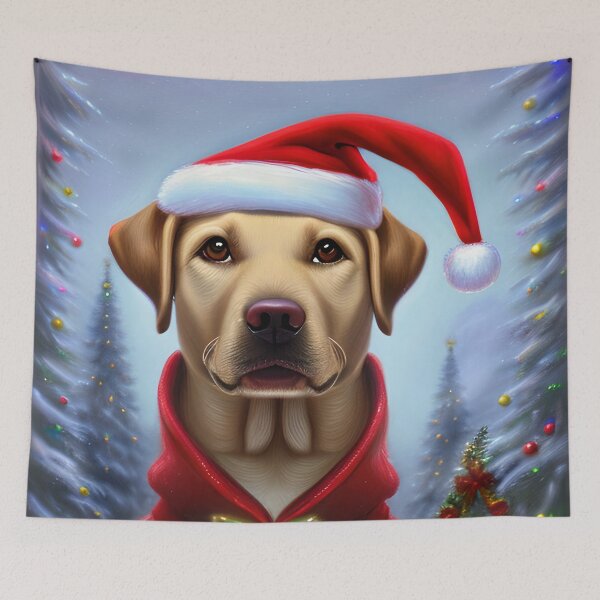 Aperçu de l'œuvre Noël Labrador Retriever coiffé d'un bonnet de Noel créée et vendue par ZenEverAI.