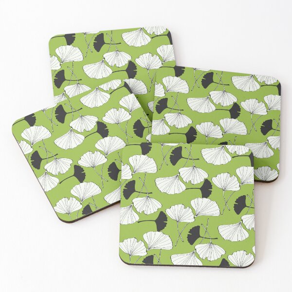 Item preview, Double Ginkgo Leaves Pattern Black, White and Green designed and sold by bloodberi.