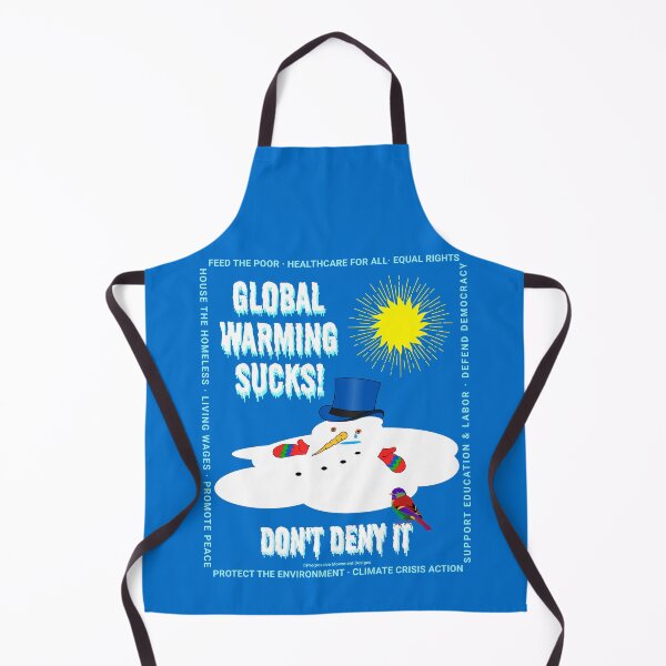 Item preview, PMD00166 Diseños de movimiento progresivo divertido humor negro Muñeco de nieve se derrite debido al calentamiento global en azul con pájaro de color arcoíris para progresistas designed and sold by ProgressiveLeft.