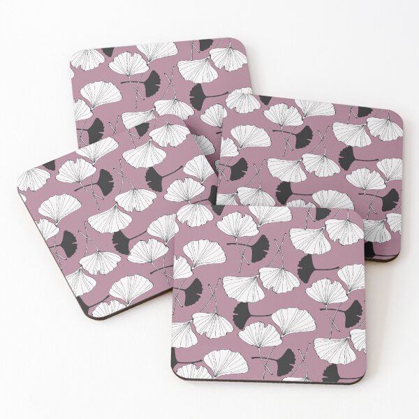 Item preview, Double Ginkgo Leaves Pattern Black, White and Lilac designed and sold by bloodberi.