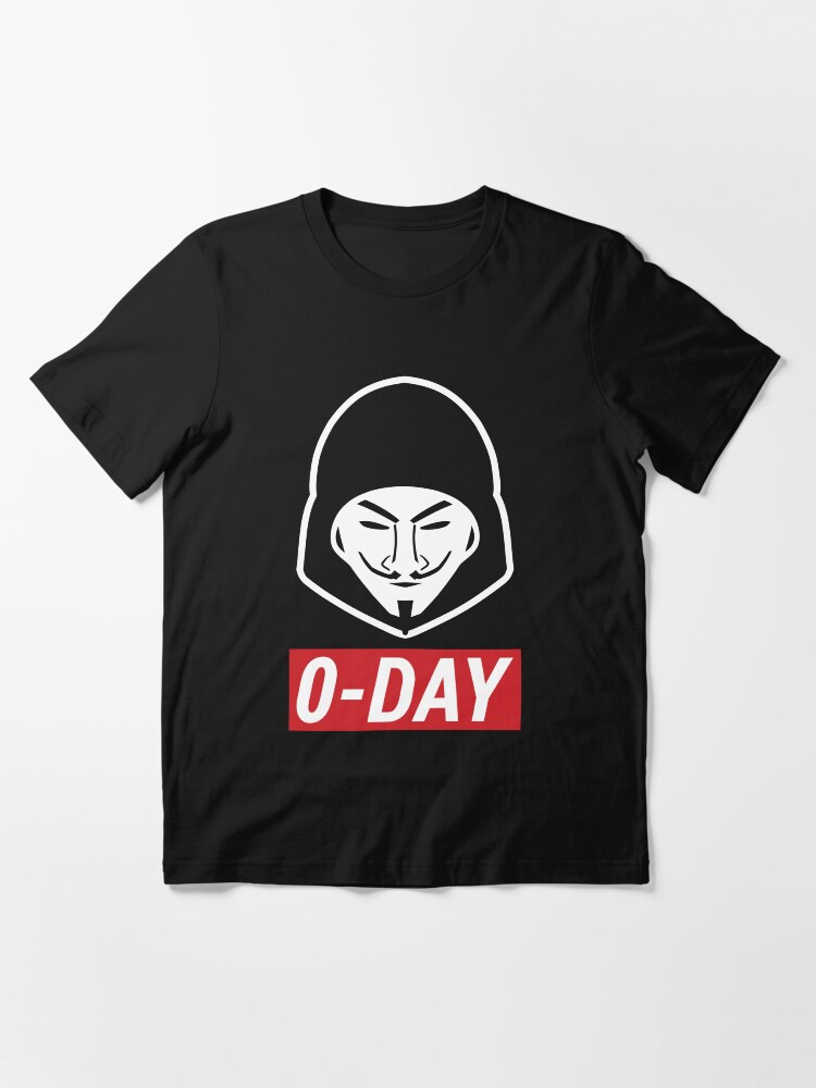 Alternate view of 0-Day Cool Red/White Computer Hacker Design Essential T-Shirt