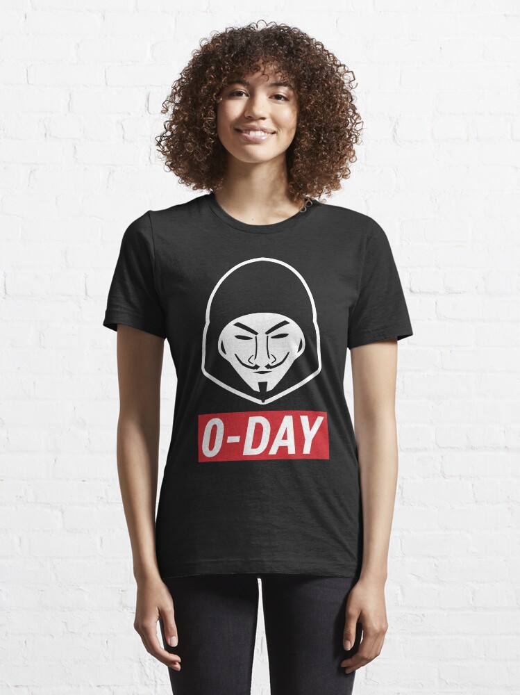 Alternate view of 0-Day Cool Red/White Computer Hacker Design Essential T-Shirt