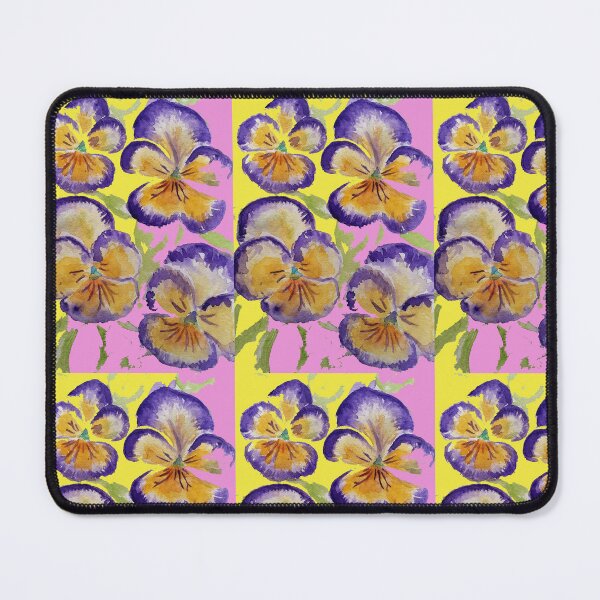 Item preview, Viola Watercolor Purple Floral Pattern on Yellow and Pink Art designed and sold by Sarah  Rajkotwala.