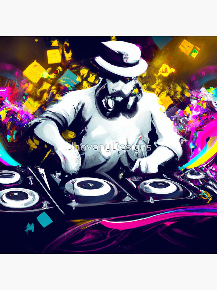 "DJ mixing turntables digital art" Sticker for Sale by JhovanyDesigns