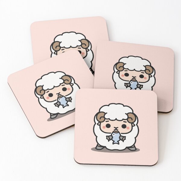 Item preview, Cute Little Sheep Eating Fish designed and sold by HappyDoodlen.