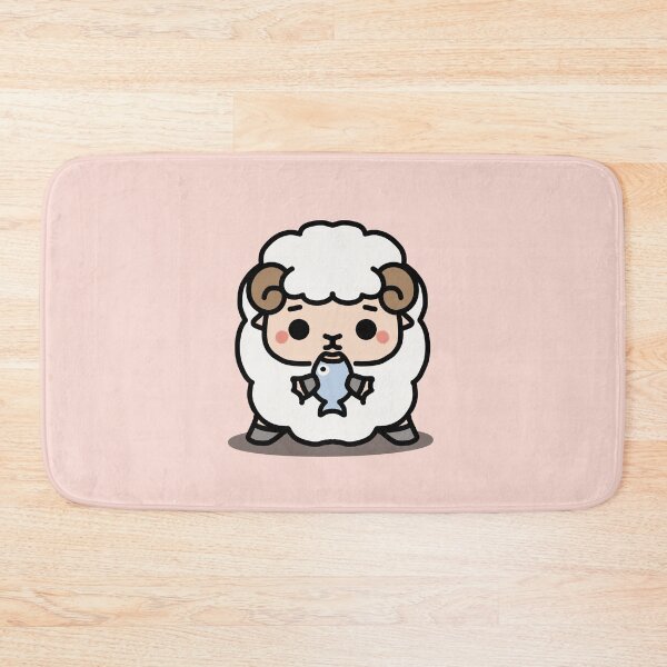 Item preview, Cute Little Sheep Eating Fish designed and sold by HappyDoodlen.