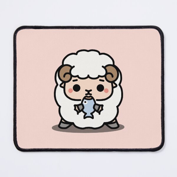 Item preview, Cute Little Sheep Eating Fish designed and sold by HappyDoodlen.