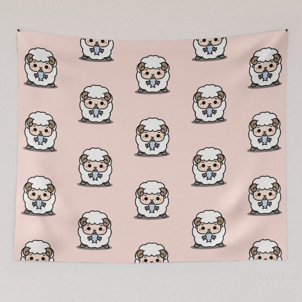 Item preview, Cute Little Sheep Eating Fish designed and sold by HappyDoodlen.