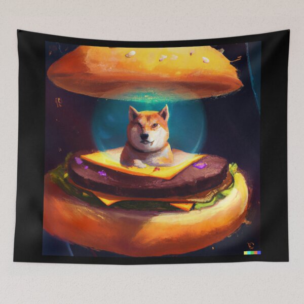 Item preview, Fortune telling Shiba Inu reading your fate in a giant hamburger, illustration perfect for all products designed and sold by Rishabhthinks.