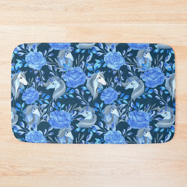 Item preview, Blue floral unicorn pattern designed and sold by pinkyfish1010.