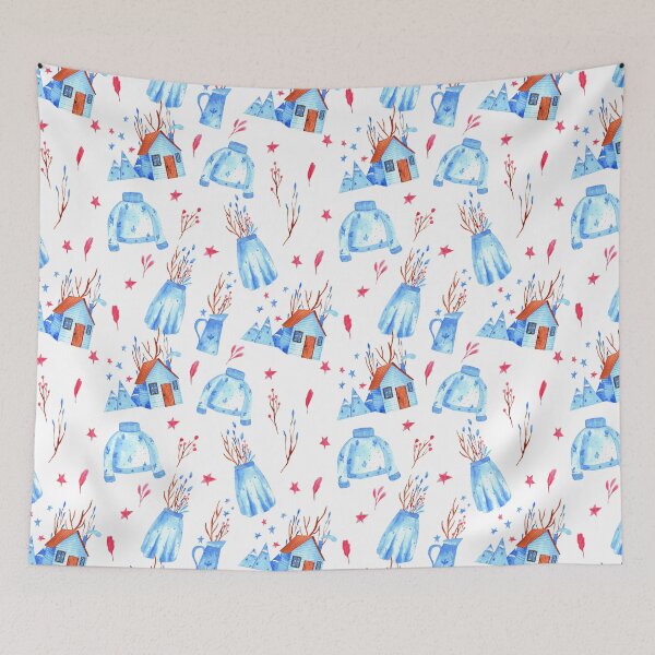Item preview, Cold winter hygge seamless pattern designed and sold by pinkyfish1010.