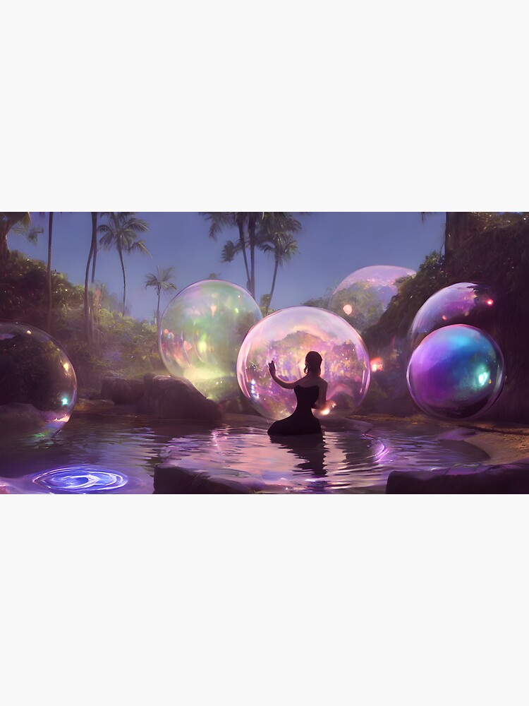 "Iridescent Thoughts in a Bubble Fountain Paradise Where else" Sticker for Sale by