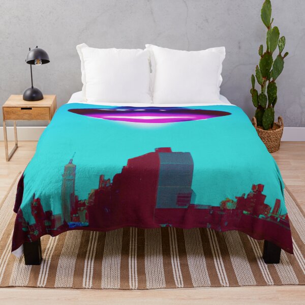 Item preview, UFO over city port | retro aesthetic designed and sold by spinolator.