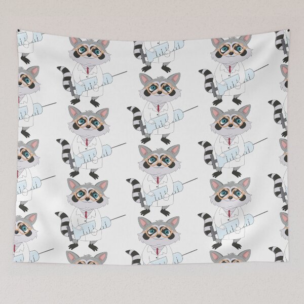 Item preview, Cute Doctor raccoon holding a syringe designed and sold by atedesigns.