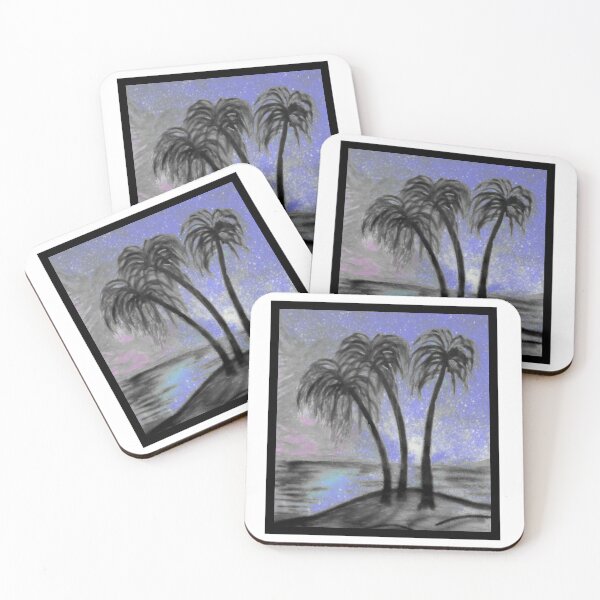Item preview, Moonlit Palm Trees designed and sold by cwilvang.