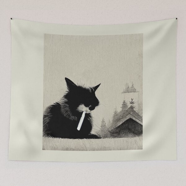 Aperçu de l'œuvre Chat qui fume créée et vendue par Yaghmoure.