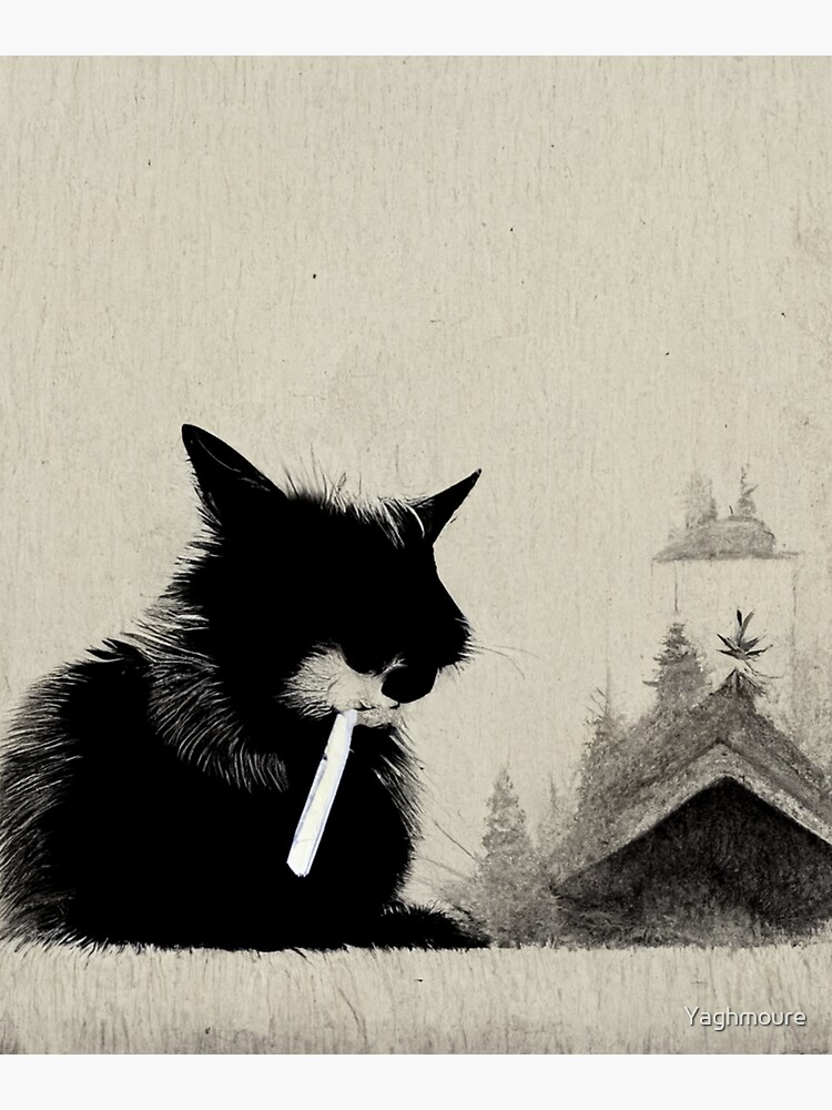 Carte de vœux for Sale avec l'œuvre « Chat qui fume » de l'artiste  TheGOATFx