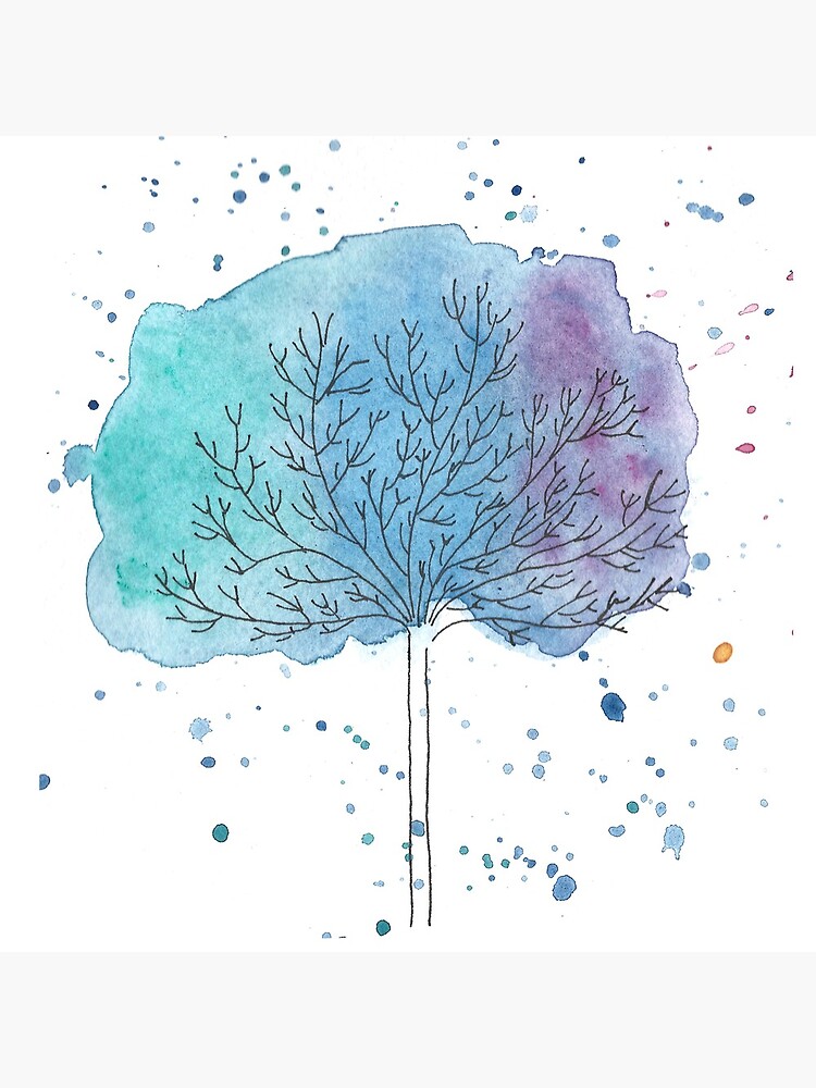 watercolor blue tree by thevintagenib