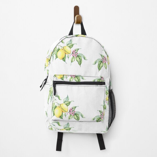 Item preview, Lemon and blossoms botanical illustration pattern designed and sold by Corinne Alexa Jackson.