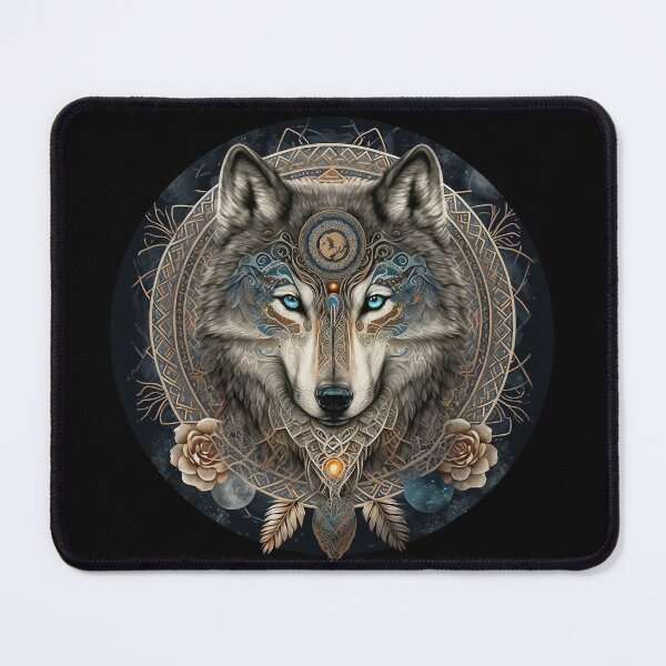 Item preview, Boho Mandala Wolf Painting with roses - Wolf Spirit Guide - Lone Wolf designed and sold by photo4u2.