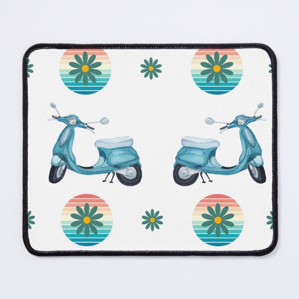 Item preview, Retro Blue Scooter Pattern on White designed and sold by Violet Grant.