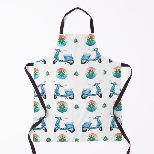 Item preview, Retro Blue Scooter Pattern on White designed and sold by Violet Grant.