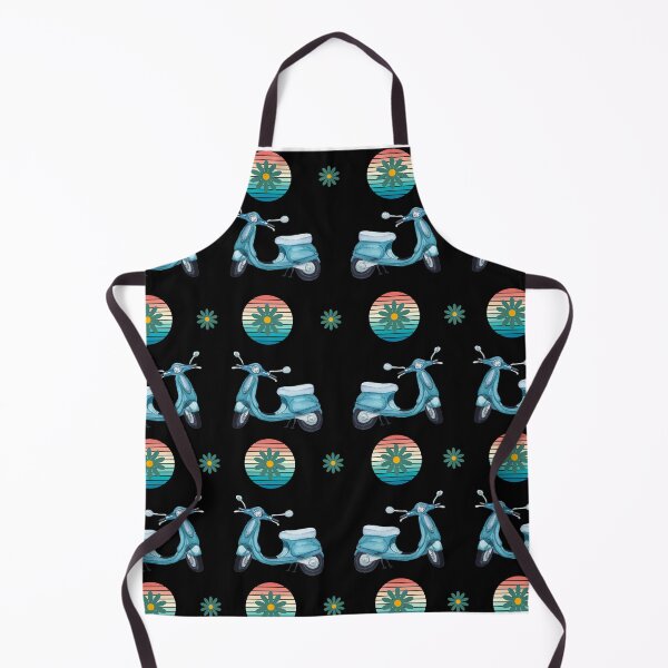 Item preview, Retro Blue Scooter Pattern on Black designed and sold by Violet Grant.