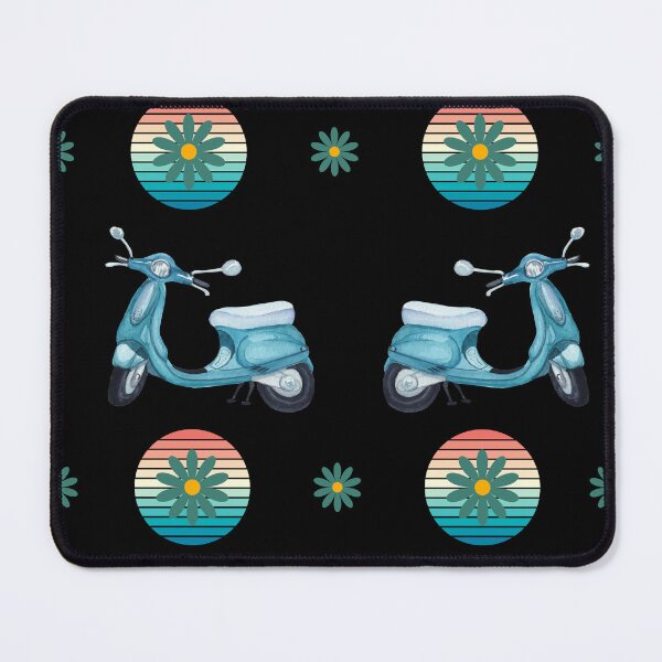 Item preview, Retro Blue Scooter Pattern on Black designed and sold by Violet Grant.