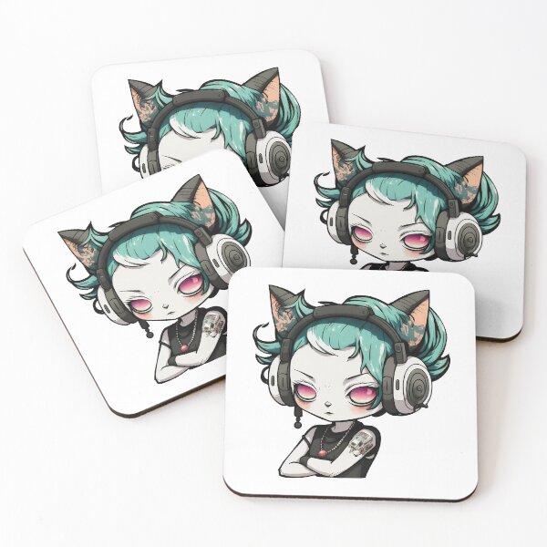 Item preview, Headphone Cats | Kawaii Headphone Cats | Anime Cats | Kawaii Cats | Chibi Cats | Headphone Cats 007 designed and sold by Catcosm.