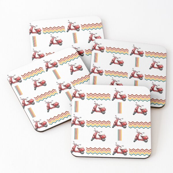 Item preview, Retro Red Scooter Pattern on White designed and sold by Violet Grant.