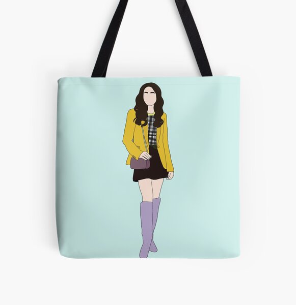 Mona Lisa Canvas Tote bag worn by Emily Cooper (Lily Collins) as seen in  Emily in Paris (S02E06)