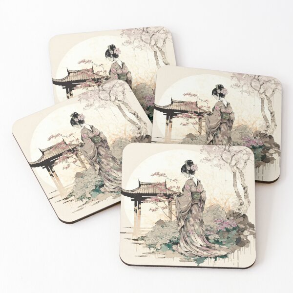 Aperçu de l'œuvre Geisha Floral Garden créée et vendue par BellasArtStudio.