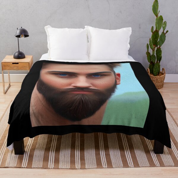 Item preview, Very Close Image of A Sexy Bearded Man with Blue eyes designed and sold by LthrDaddyBear.