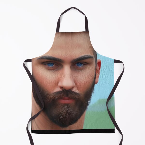 Item preview, Very Close Image of A Sexy Bearded Man with Blue eyes designed and sold by LthrDaddyBear.
