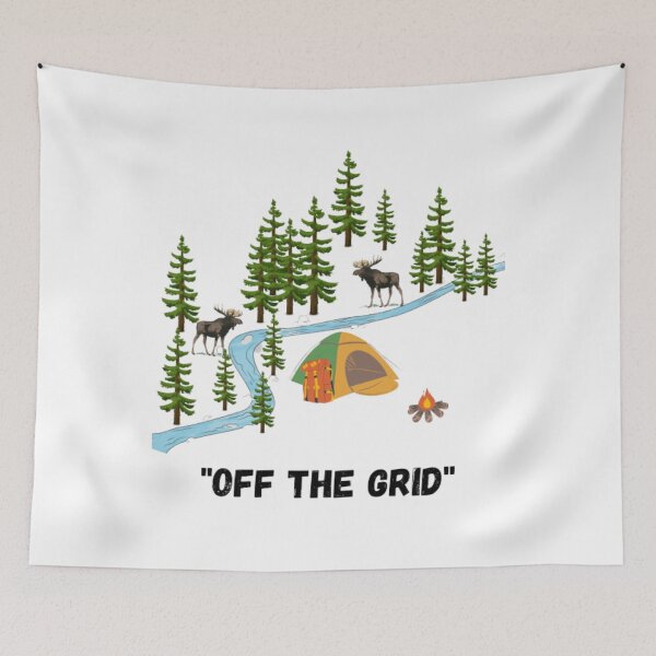 Item preview, Off the Grid camping, moose at the river designed and sold by TouchofAlaska.