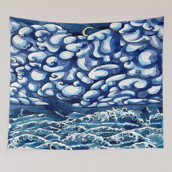 Item preview, Crashing Waves On Moonlit Night designed and sold by PotluckPrints.