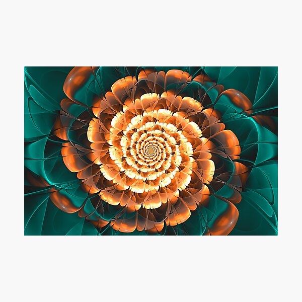 Item preview, Abloom in Golden-Aqua Petals of a Fractal Sun Rose designed and sold by San Jaya Prime.