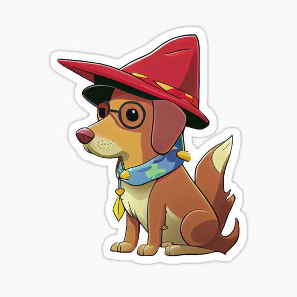Dog wizard wearing hat Sticker