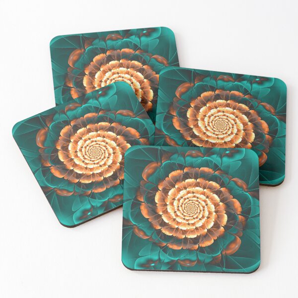 Item preview, Abloom in Golden-Aqua Petals of a Fractal Sun Rose designed and sold by San Jaya Prime.