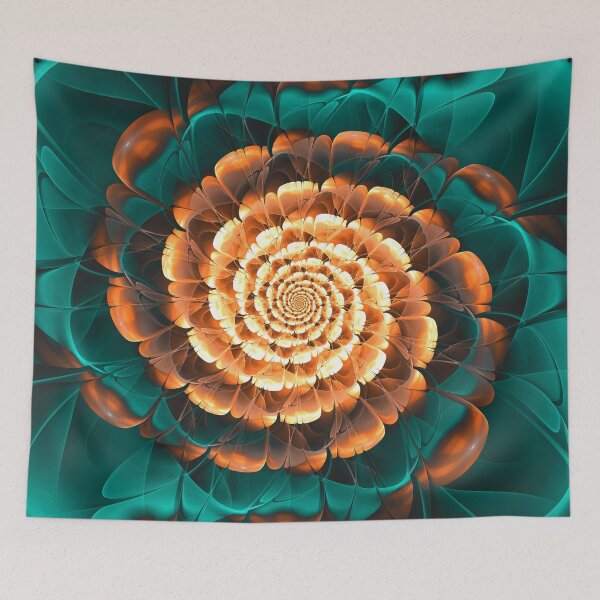 Item preview, Abloom in Golden-Aqua Petals of a Fractal Sun Rose designed and sold by San Jaya Prime.