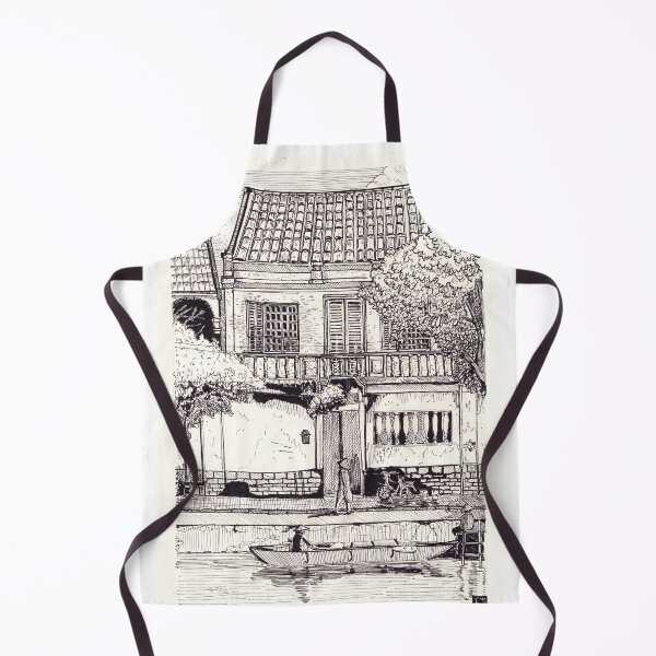 Item preview, Townhouse in Hoi An Vietnam Pen and Ink Illustration designed and sold by Wall-Art-Sketch.