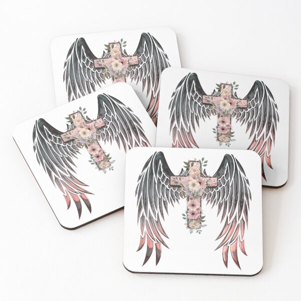 Item preview, Beautiful Floral Cross with Wings - Female Christian T-shirt designed and sold by Chez-Creations.