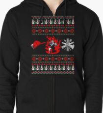 Merry Firefighter Ugly Christmas Sweater Funny Tshirt Zipped Hoodie