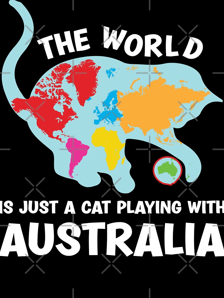 Funny World Is A Cat Playing Map T-Shirt For Women And Kids Funny World Is A Cat Playing Map T-Shirt For Women And Kids