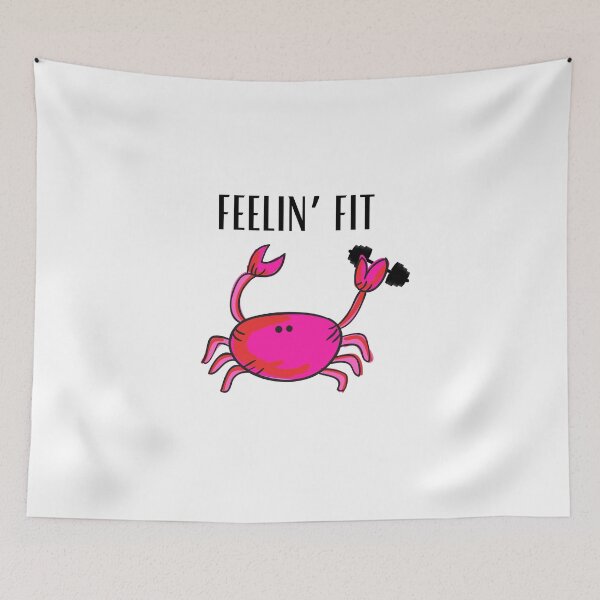 Item preview, FEELIN’ FIT CRAB PINK FUNNY WHITE BACKGROUND BAR BELL designed and sold by EllieMonroe.